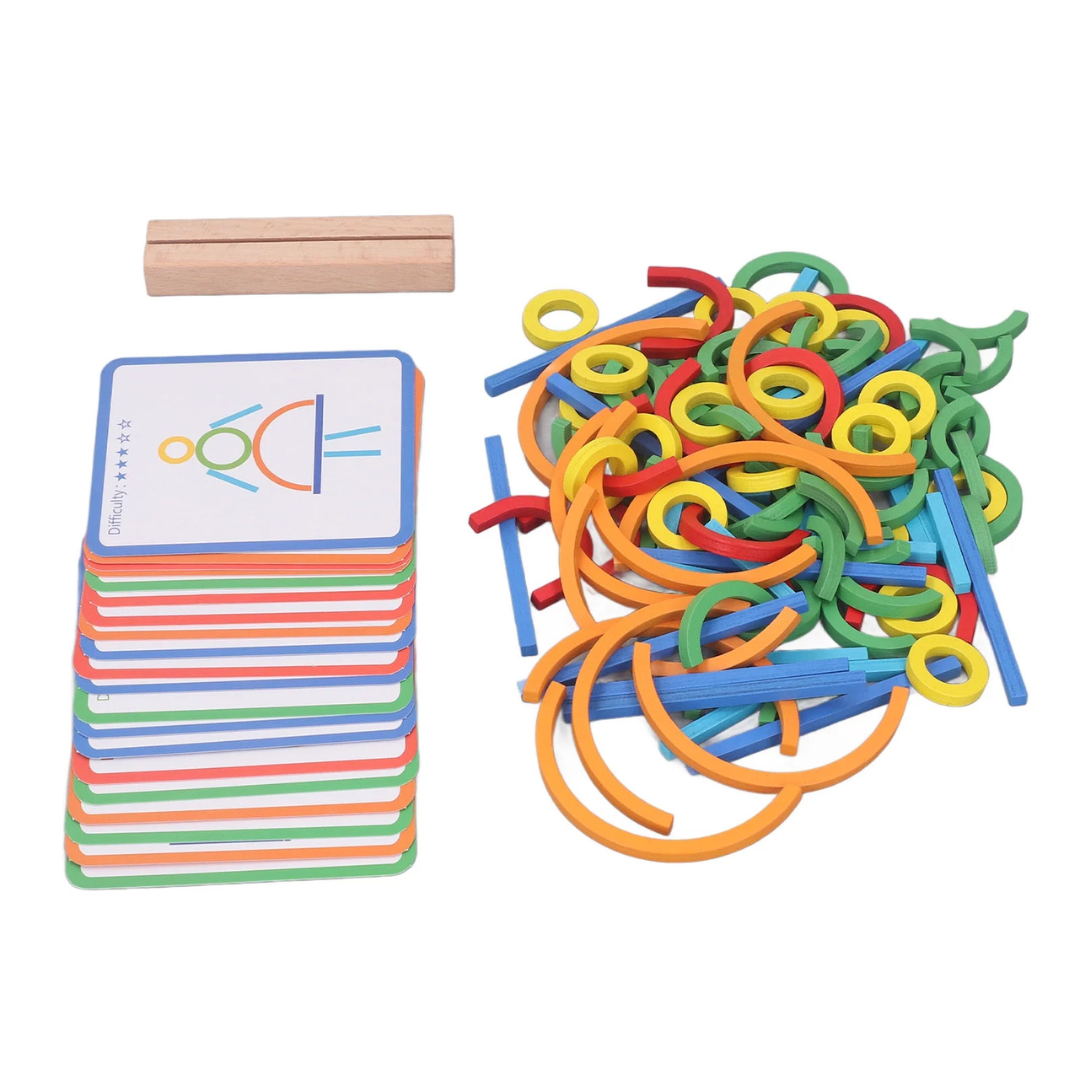 Wooden sticks and rings educational puzzle game